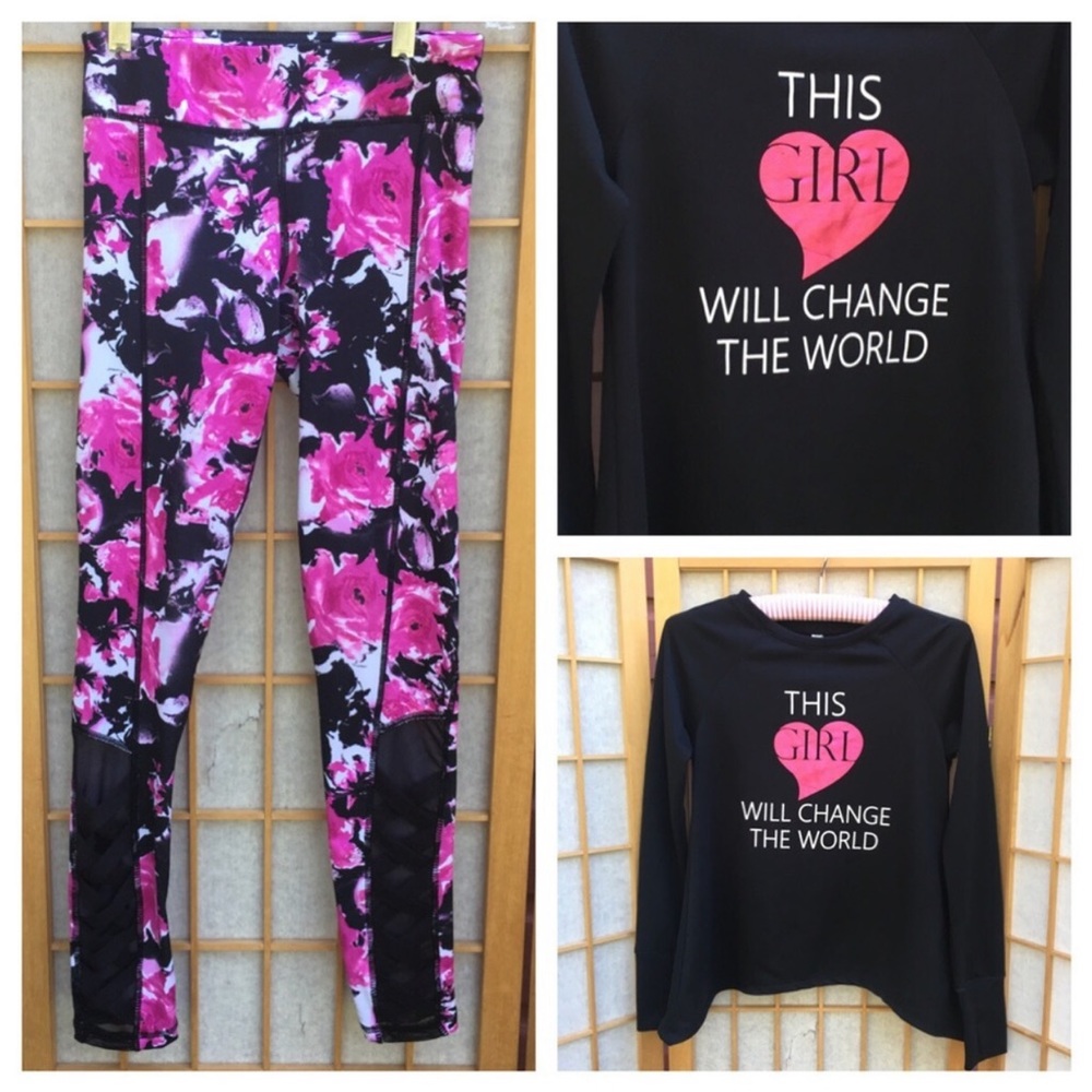 90 Degrees Leggings and Top Girls SZ L 12-14